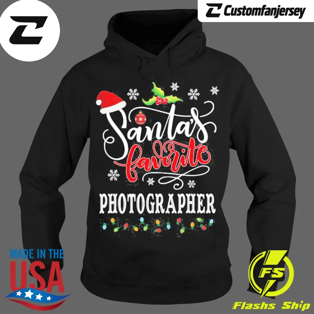 Santa’s Favorite Photographer Funny Christmas Xmas Hat Hoodie - black Christmas hoodie