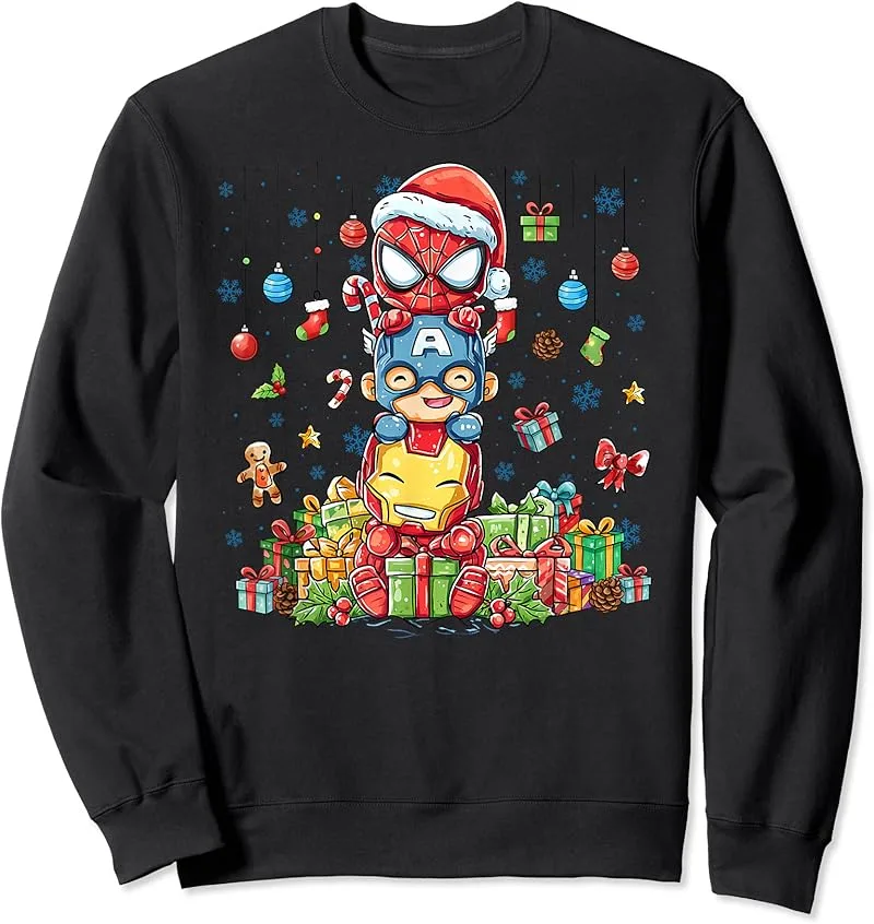 Super Heros Character Christmas Tree T-Shirt - view 2