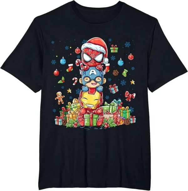 Super Heros Character Christmas Tree T-Shirt