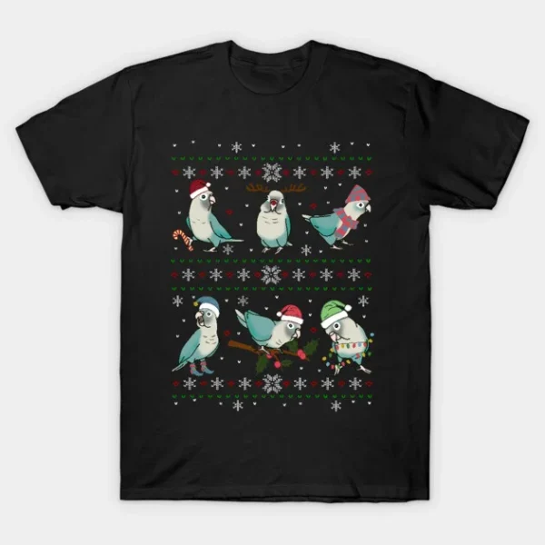 Ugly Christmas Cinnamon Turquoise Conure Pattern Sweater T-Shirt