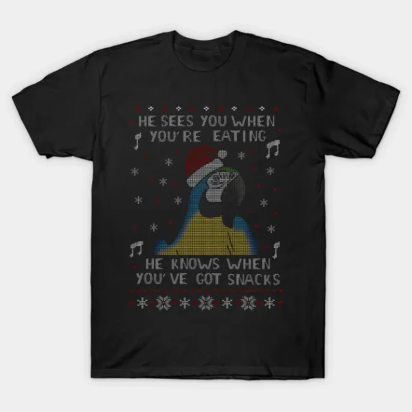 Ugly Christmas Snack Blue and Gold Macaw Sweater T-Shirt