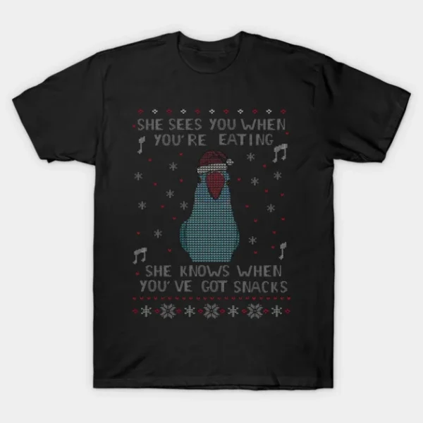 Ugly Christmas Snack Female Blue Indian Ringneck Sweater T-Shirt