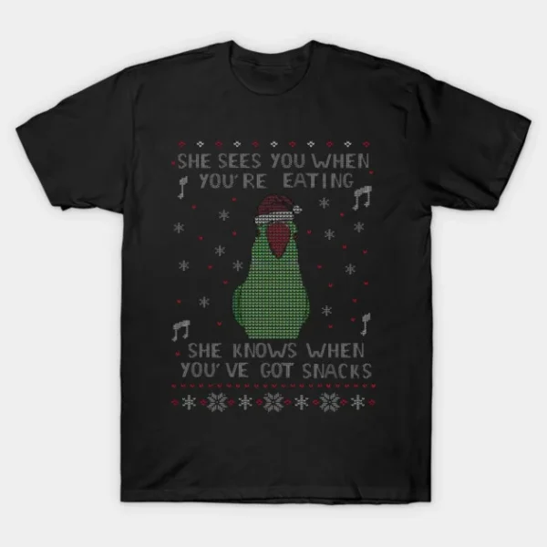 Ugly Christmas Snack Female Green Indian Ringneck Sweater T-Shirt